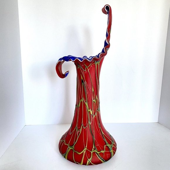 Baijab Glass Azerbaijan Russian Jack In The Pulpit Hand Blown Vase 17" Tall - Picture 6 of 12